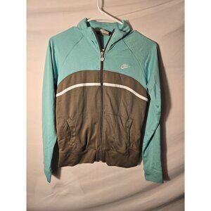 Nike Track Jacket Gray Teal Womens Zip Up Size Small 4/6 Athletic Long Sleeve